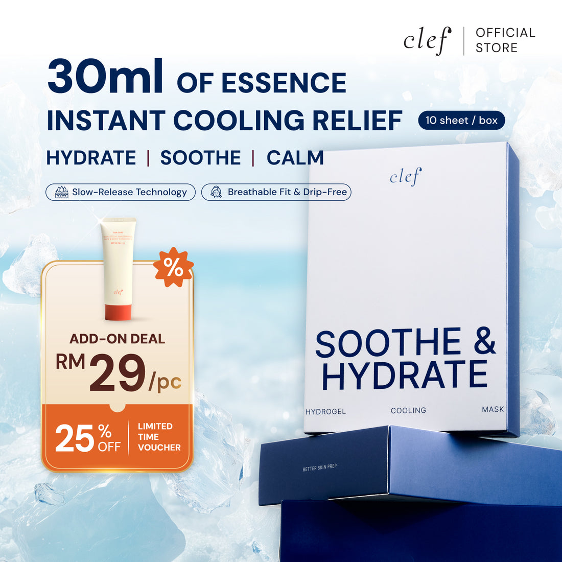 CLEF Soothe & Hydrate Hydrogel Cooling Mask
