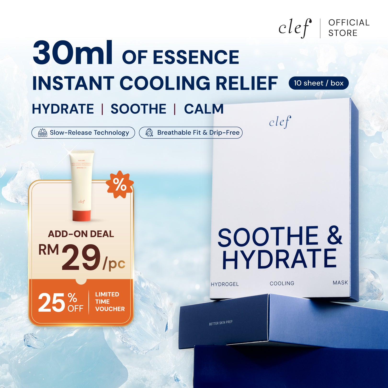 CLEF Soothe & Hydrate Hydrogel Cooling Mask