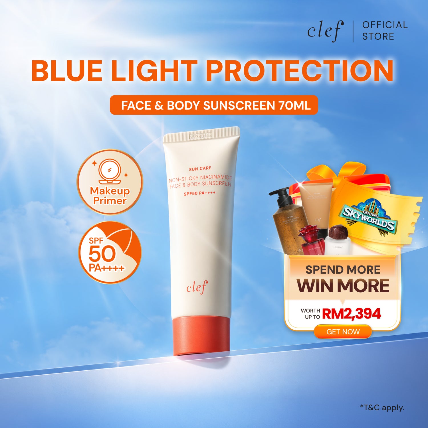 [NICOLE] CLEF Face & Body Sunscreen SPF50 PA++++ 70ml