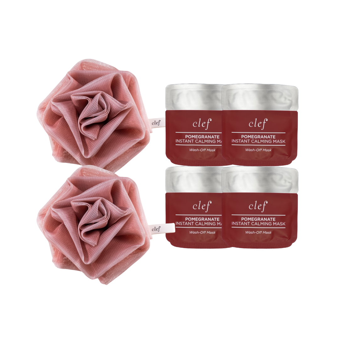 [FREE GIFT] x2 Shower Loofah + x4 Pomegranate Mask Sachets