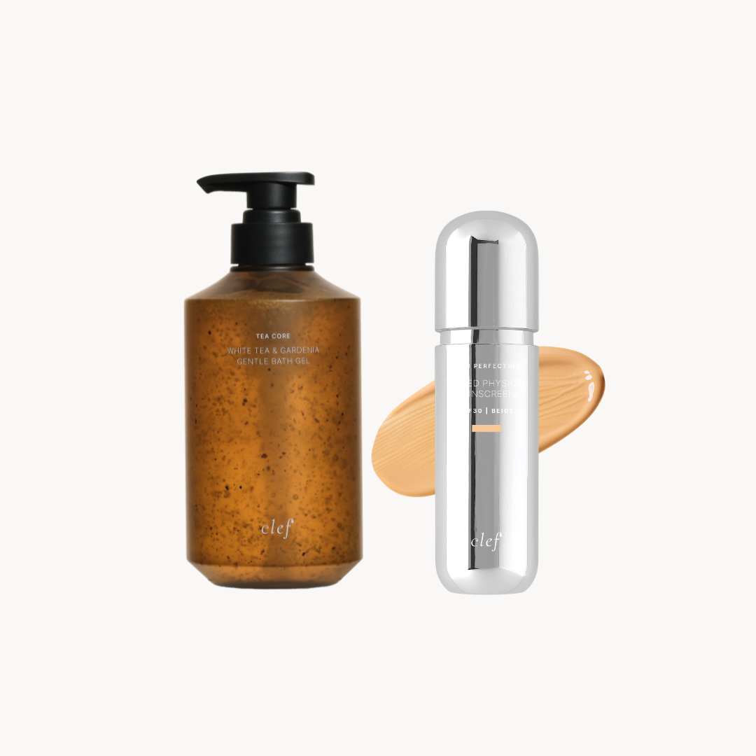 Tea Core Bath Gel + Tinted Sunscreen