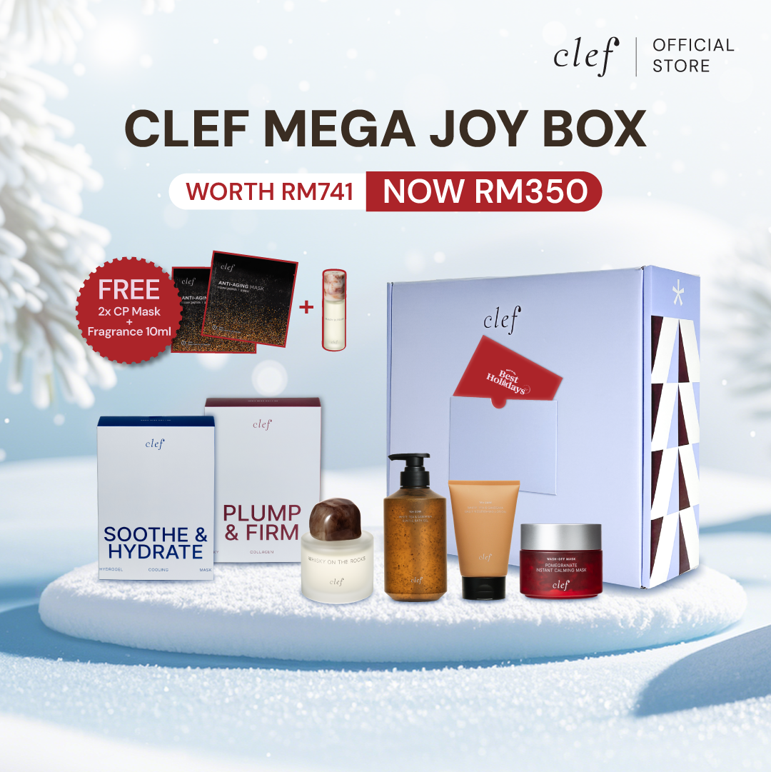 [GIFT SET] CLEF Mega Joy Box - Radiant Glow Set (9 Items) | Festive Bundle | Body Care | Skincare | Bath Gel | Lotion | Mask | Perfume | Fragrance