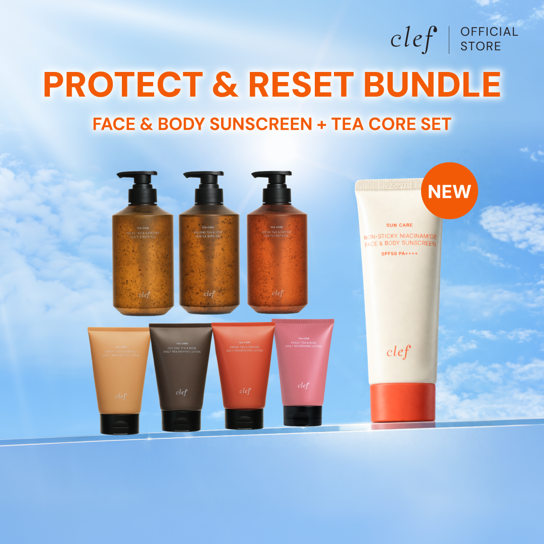 [NEW] CLEF Face & Body Sunscreen SPF50 PA++++ 70ml + Tea Core Series