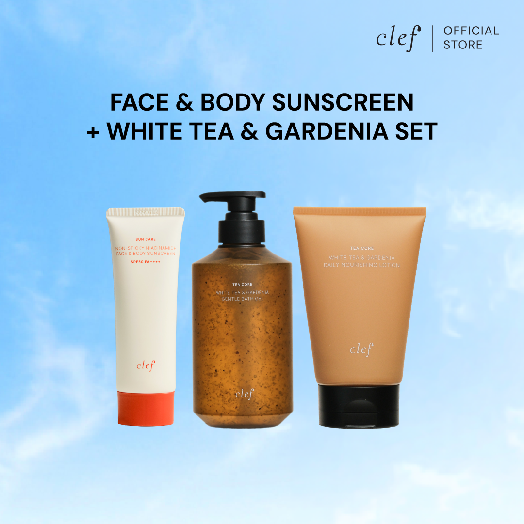 CLEF Face & Body Sunscreen SPF50 PA++++ 70ml + Tea Core Series