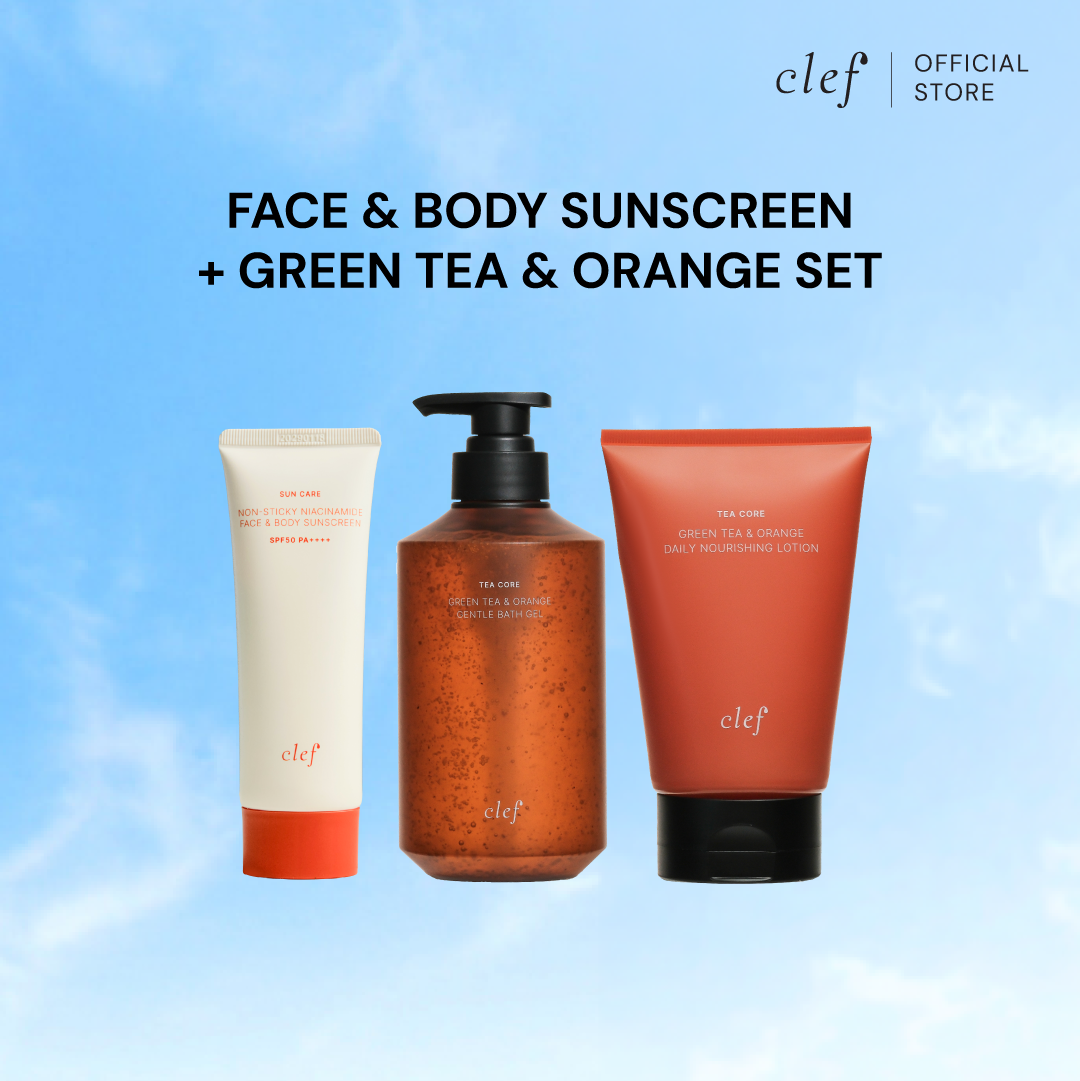 CLEF Face & Body Sunscreen SPF50 PA++++ 70ml + Tea Core Series