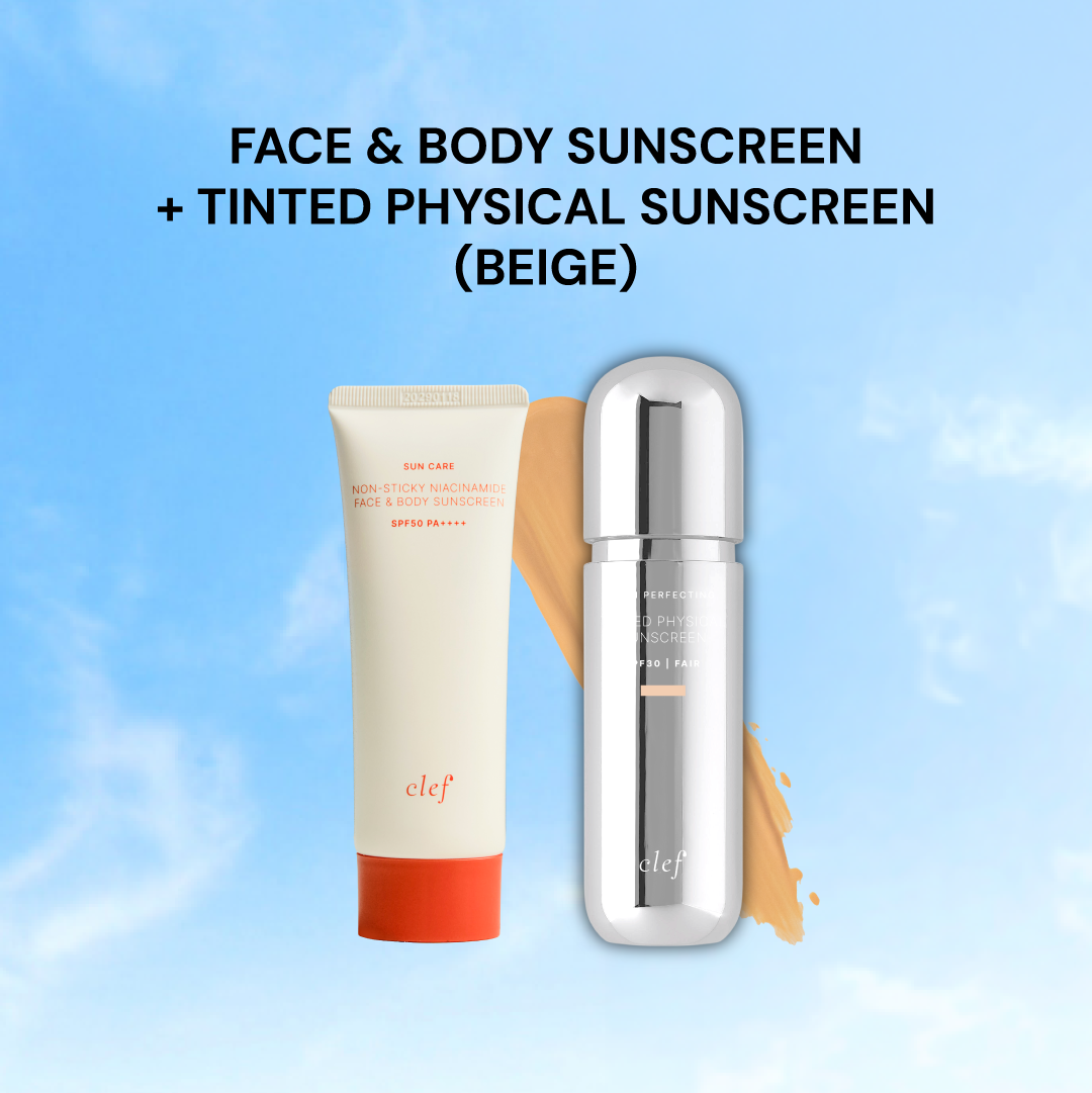 [NEW] CLEF Face & Body Sunscreen SPF50 PA++++ 70ml + Physical Tinted Sunscreen