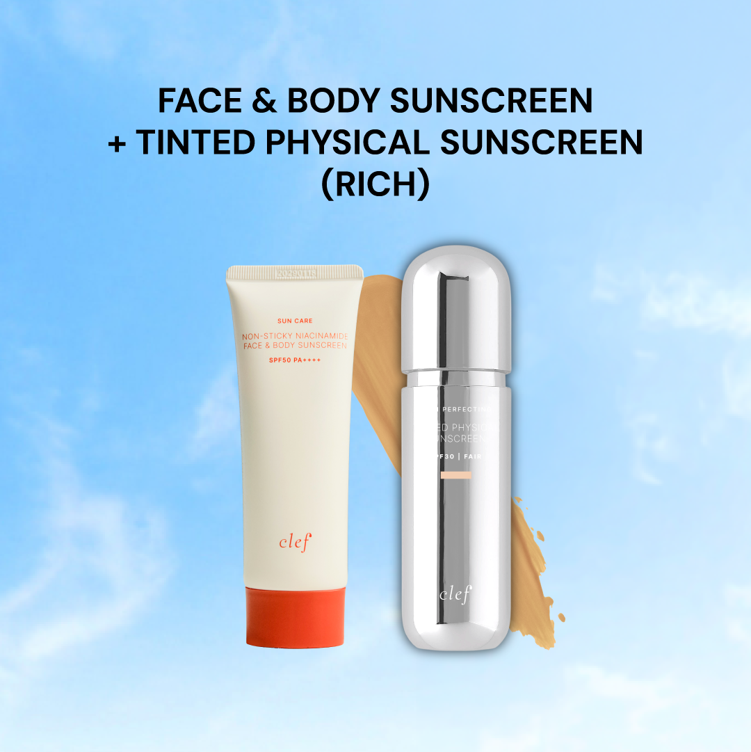 [NEW] CLEF Face & Body Sunscreen SPF50 PA++++ 70ml + Physical Tinted Sunscreen