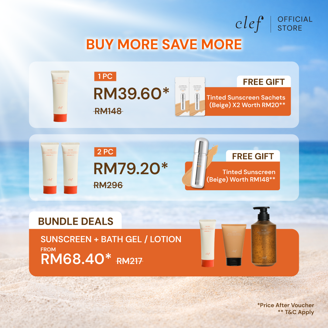 [NEW] CLEF Face & Body Sunscreen SPF50 PA++++ 70ml + Physical Tinted Sunscreen
