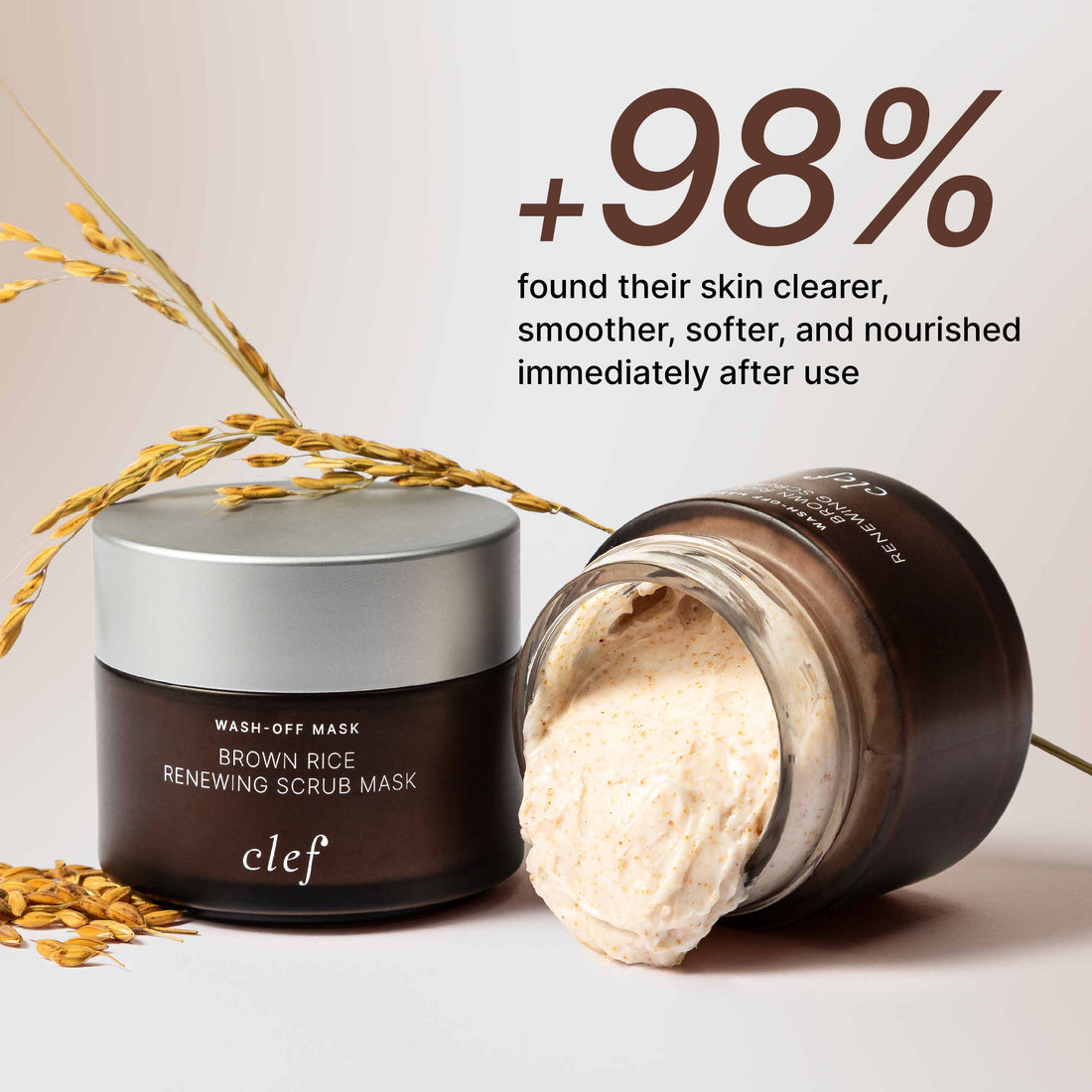 FISH - CLEF Brown Rice Renewing Scrub Mask (100g) + FREE Cleansing Puff