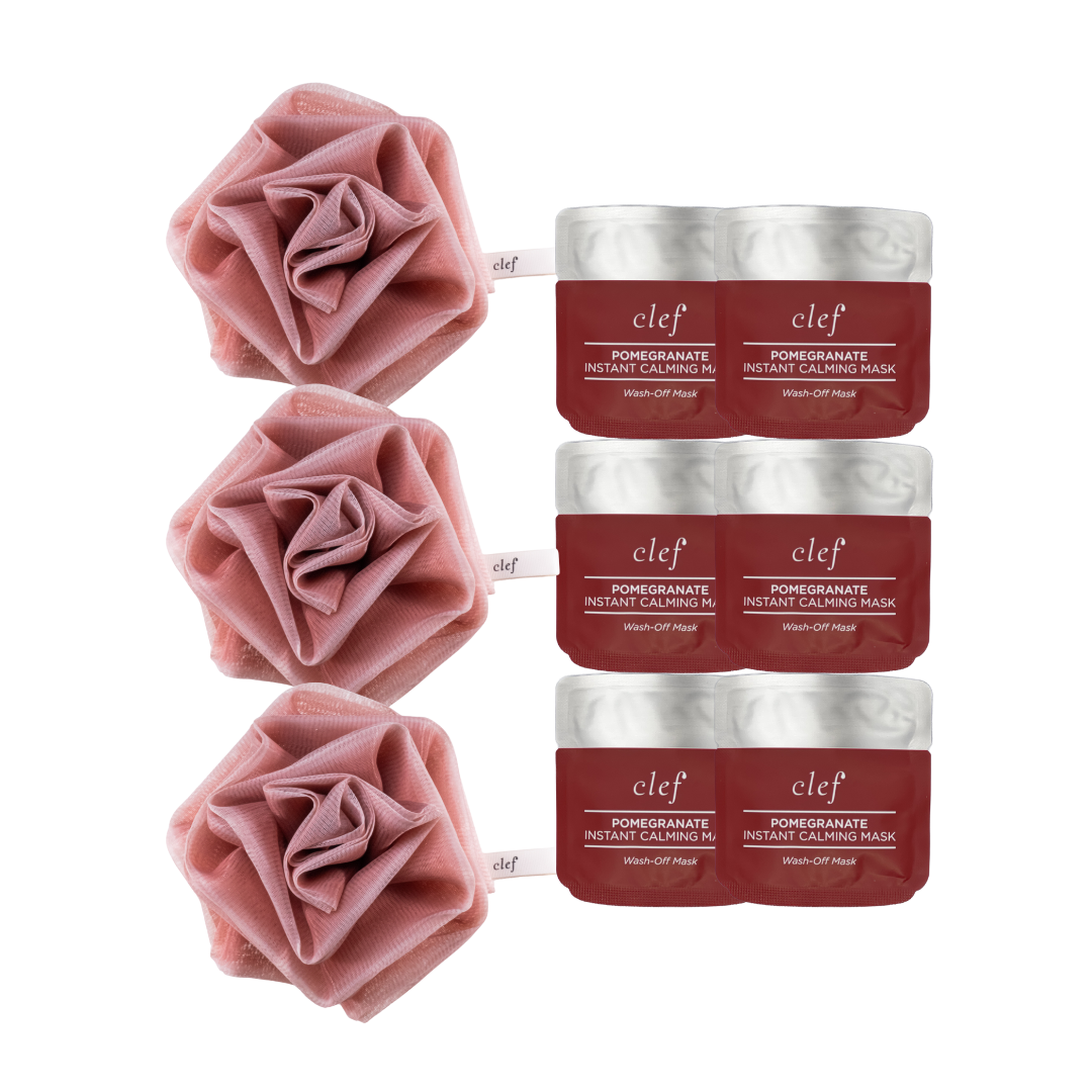 [FREE GIFT] x3 Shower Loofah + x6 Pomegranate Mask Sachets