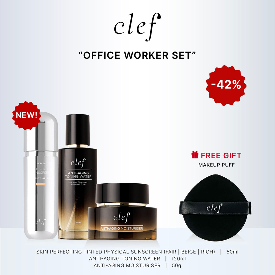 CLEF Office Worker Set + FREE Makeup Puff