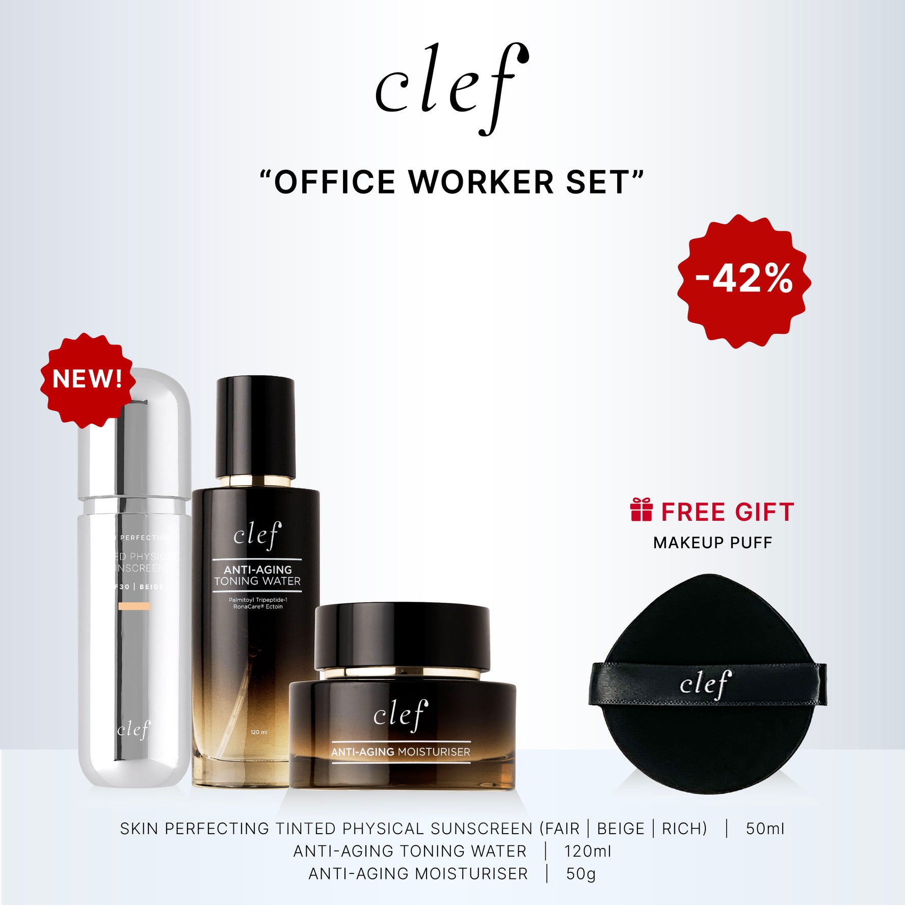 CLEF Office Worker Set + FREE Makeup Puff