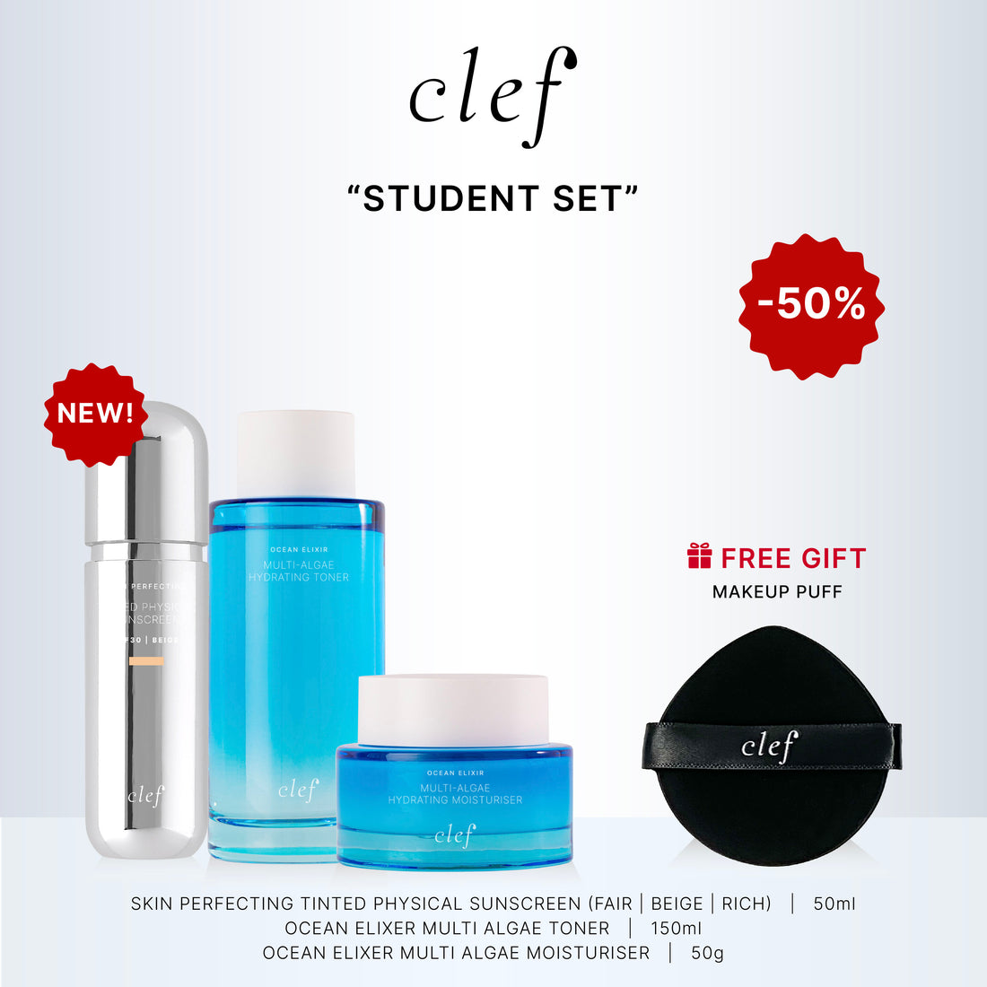 CLEF Student Set + FREE Makeup Puff